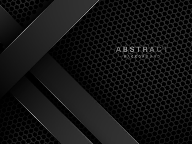 Dark hexagon pattern abstract background with elegant diagonal gray paper cut