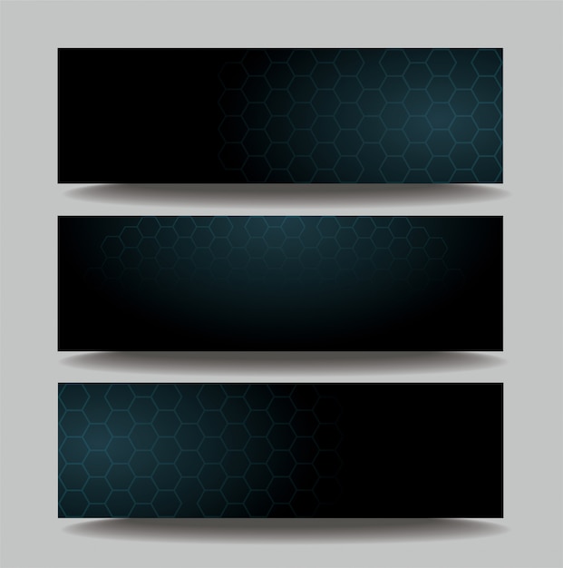 Vector dark hexagon template banner