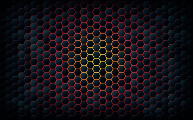 Dark hexagon with light fire background