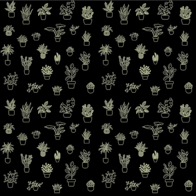 어두운 집 식물 패턴