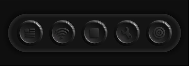 dark icon set black settings target documents wifi stop buttons