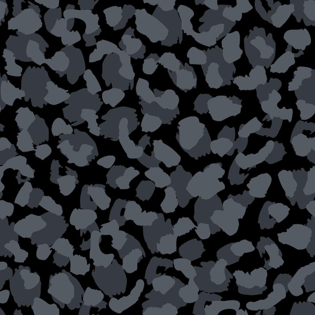 Vector dark leopard skin seamless pattern design, vector illustration on black background.