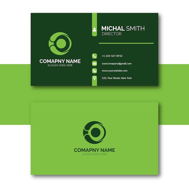 Vector dark and light green side business card