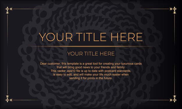 Dark luxury background with abstract ornament. Elegant and classic elements ready for print and typography.