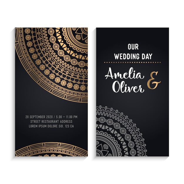 Dark luxury wedding invitation cards