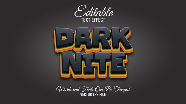 Dark nite editable text effect