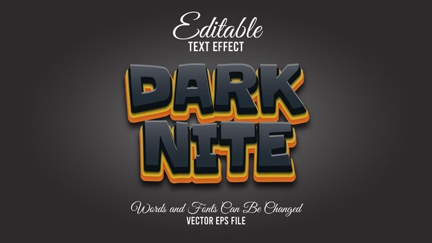 Vector dark nite editable text effect