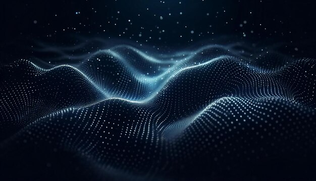 Dark Ocean Waves Digital Dots Depth Illusion