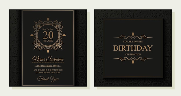 Vector dark ornament style birthday card