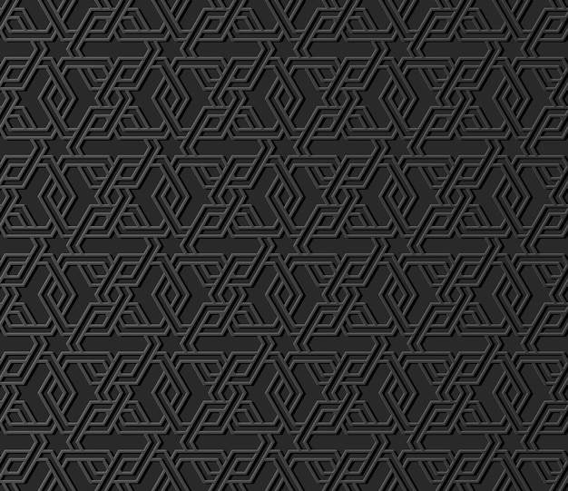 dark paper art Islamic geometry cross pattern seamless background