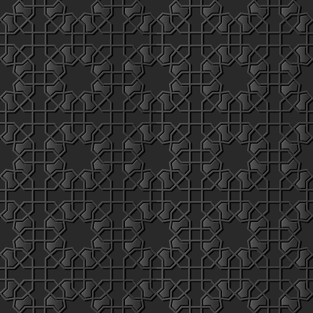 Dark paper art islamic geometry cross pattern seamless background