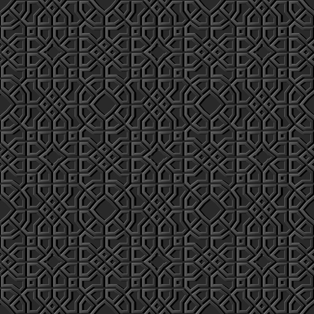 Dark paper art islamic geometry cross pattern seamless background