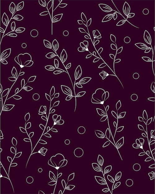 Dark pattern witl flowers line art