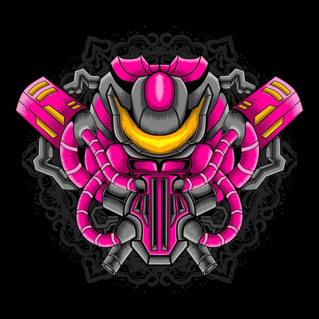 Dark pink mecha knight illustration