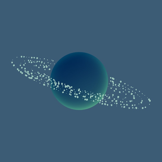 Vector a dark planet with the asteroid belt cosmic stone rings around the planet vector eps10