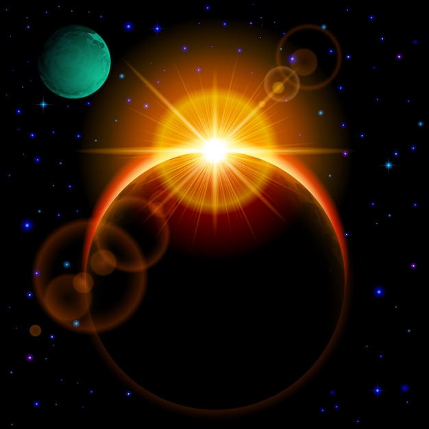 Vector dark planet with flare