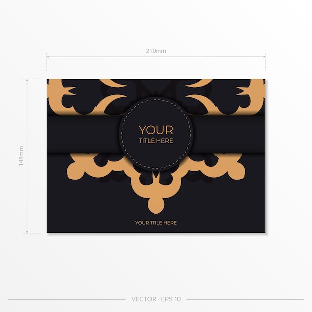 Vector dark postcard design with abstract vintage mandala ornament.