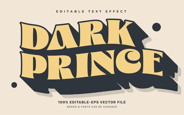 Вектор Темный принц винтажный редактируемый текстовый эффект шаблон