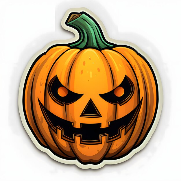 Vector dark pumpkin jackolantern sticker a halloween image on a white isolated background