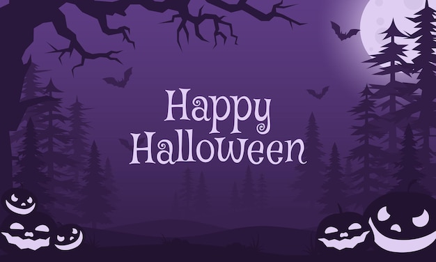 dark and purple atmosphere halloween background full moon big tree pumpkin head