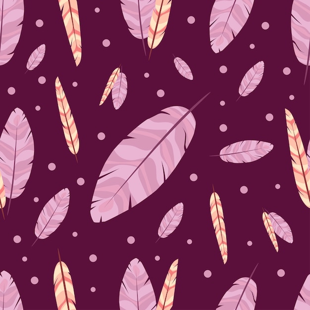 Dark Purple BEautiful Feather Seamless Pattern For Fabric Textile