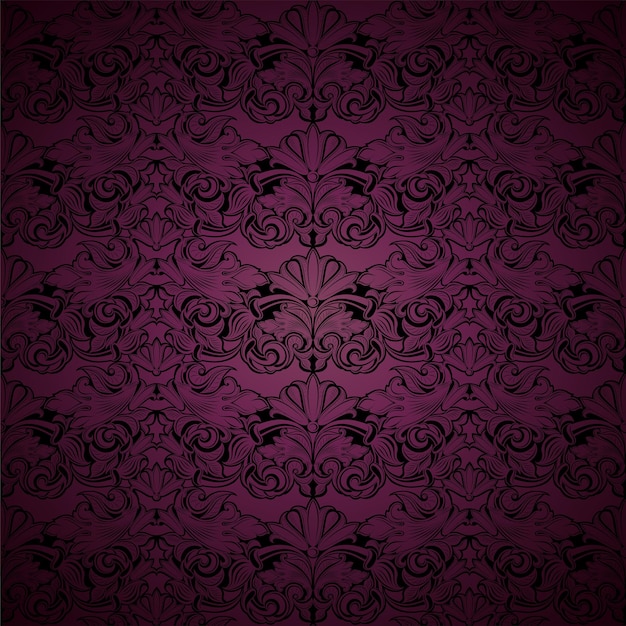 Dark purple and black vintage background royal with classic Baroque pattern Rococo