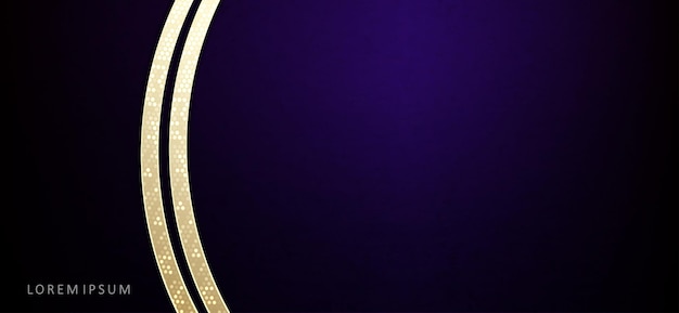 Темно-фиолетовый текстурный фон с двумя золотыми дугами с блестящей мозаикой