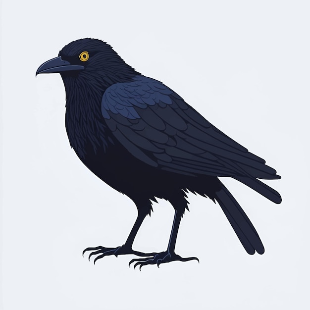 Vector dark raven bird cartoon crow design flat vector animal illustration