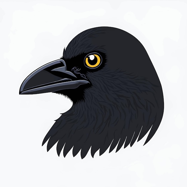 Corvo scuro uccello cartone animato corvo disegno piatto vettore animale illustrazione