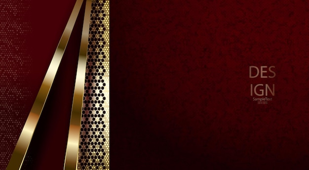 Dark red abstract textural design with a goldcolored mesh grid