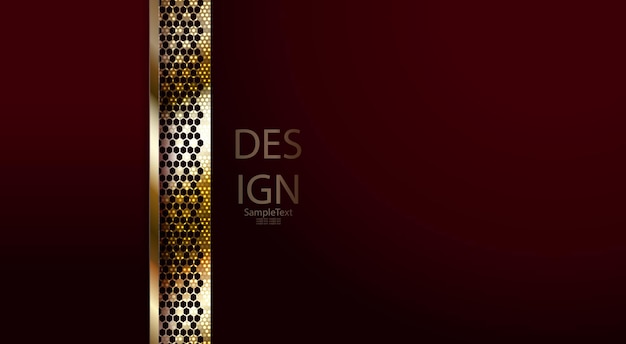 Dark red abstract textural design with golden frame