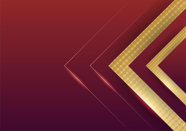 Dark red gradient background with gold shiny element decoration for presentation design. Vector illustration for banner, poster, cover template background and more