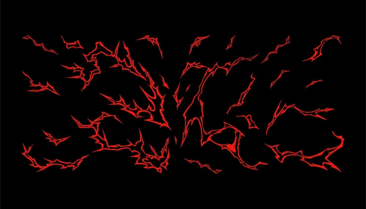 Vector dark red lightning cartoon effect