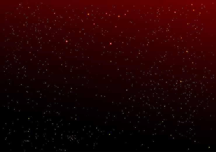 Vector dark red night sky and gold stars background