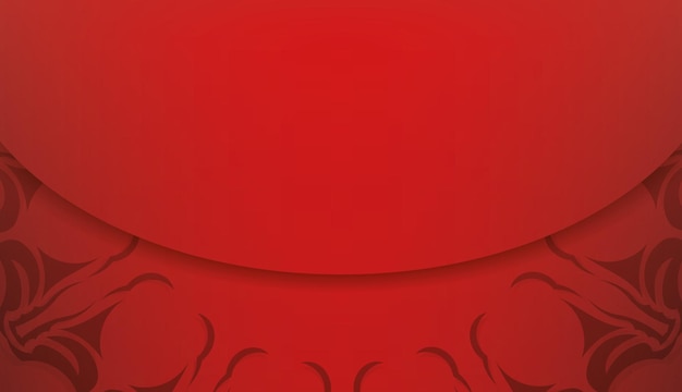 Темно-красный презентабельный плакат с красивым восточным узором
