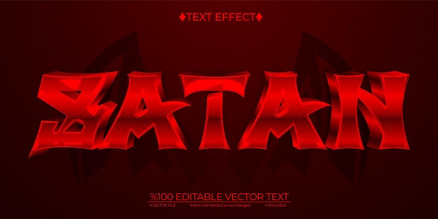 Vettore dark red satan editable vector 3d text effect