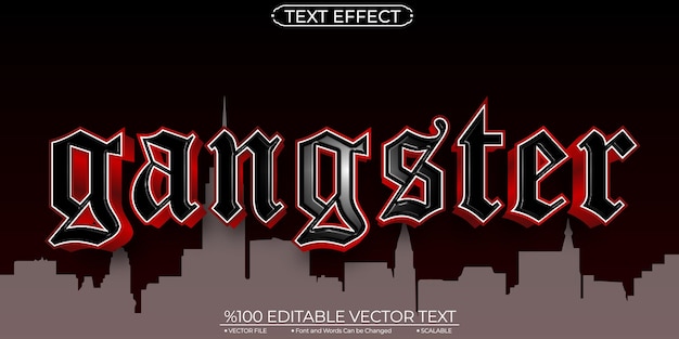 Vector dark and red shiny gangster editable and scalable vector text effect