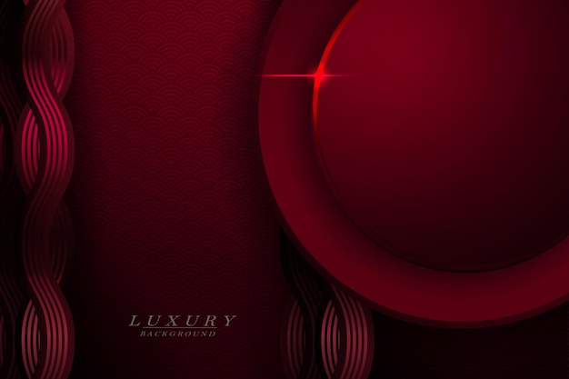 Vector dark red texture background round frame wavy shape