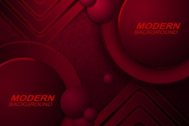 Dark red texture background with gradient, round frames, arrows silhouettes.