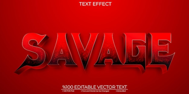 Dark Red and White Savage Editable and Scalable Template Vector Text Effect