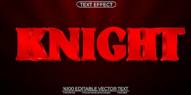 Vector dark redn knight editable and scalable template vector text effect