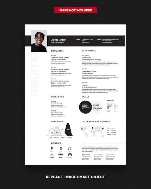 Vector dark resume template