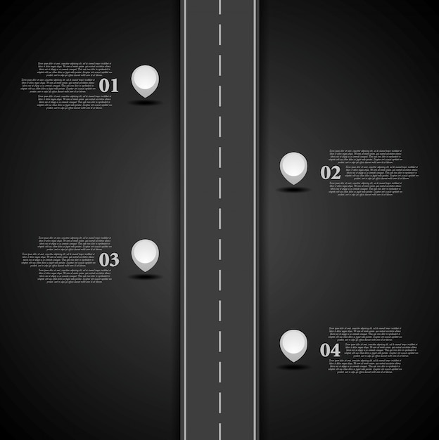Вектор Темный дизайн дороги инфографика