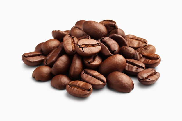 Vector dark roasted coffee beans isolated on white background roasted coffee beans isolated in white