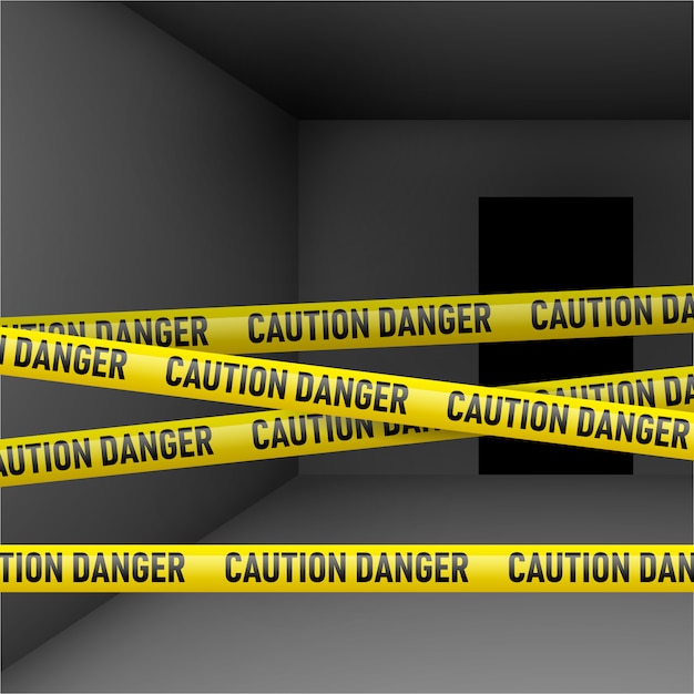 dark room with danger tape