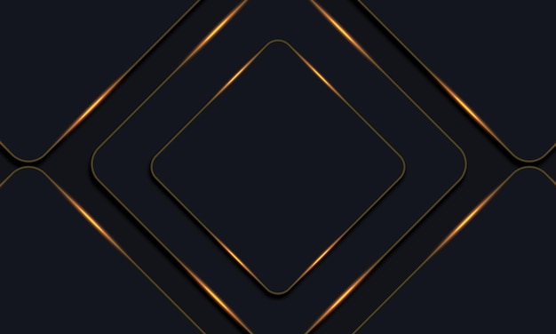 Dark rounded rectangles with golden lines background. Vector illustration.