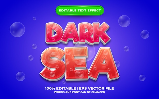 Редактируемый текстовый эффект темного моря