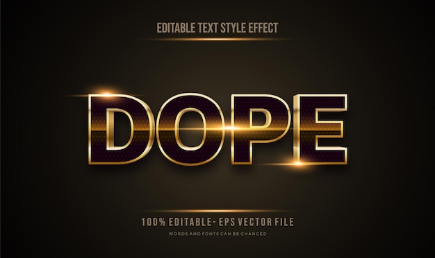Vector dark and shiny gold color editable text style effect