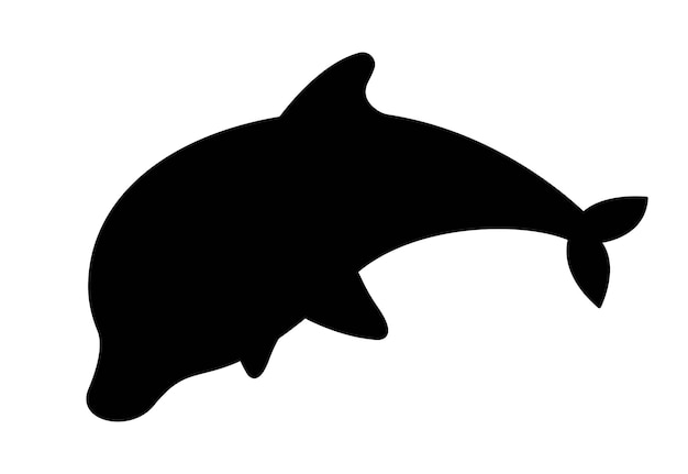 Vector dark silhouette of dolphin