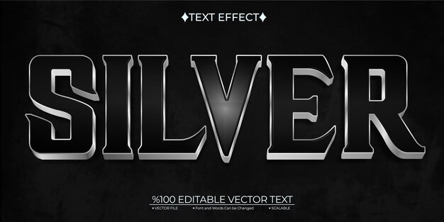 Vector dark silver editable vector 3d text effect